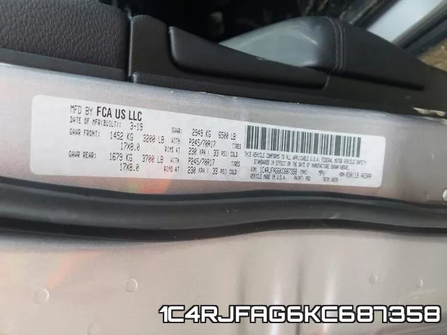 1C4RJFAG6KC687358 фото 2