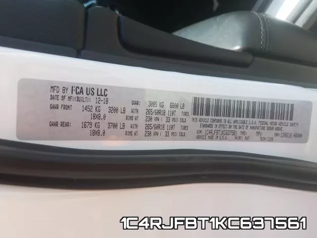 1C4RJFBT1KC637561 фото 2