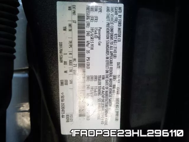 1FADP3E23HL296110 фото 2