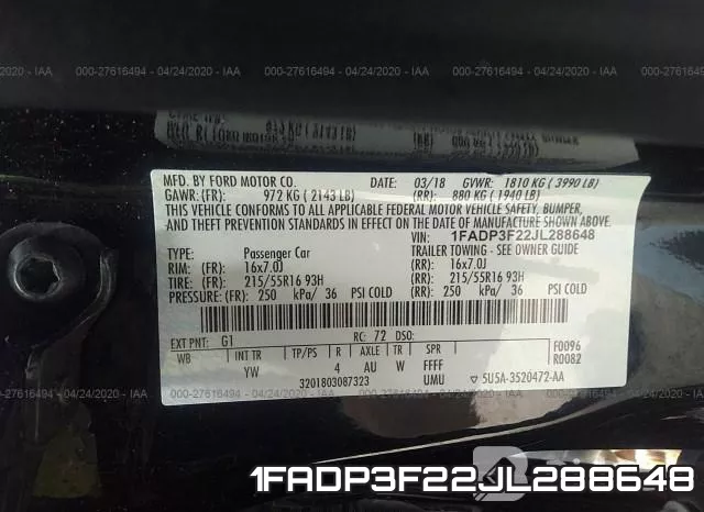 1FADP3F22JL288648 фото 10