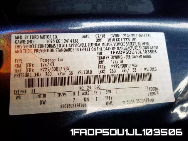 1FADP5DU1JL103506 фото 2
