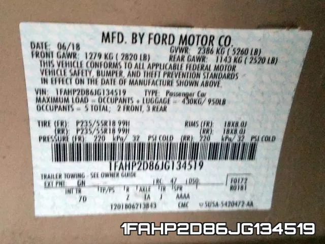 1FAHP2D86JG134519 фото 2