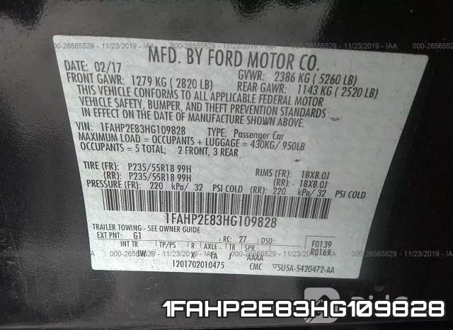 1FAHP2E83HG109828 фото 10