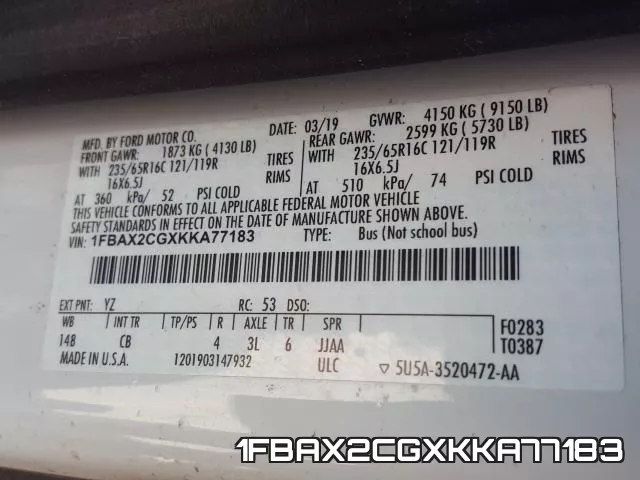 1FBAX2CGXKKA77183 фото 2
