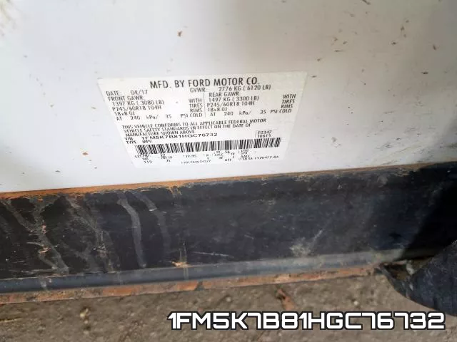 1FM5K7B81HGC76732 фото 2