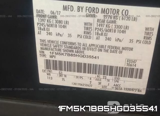 1FM5K7B85HGD35541 фото 10
