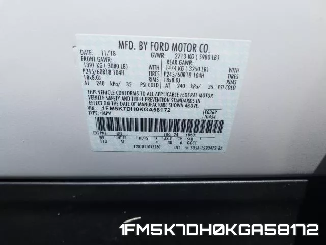 1FM5K7DH0KGA58172 фото 2