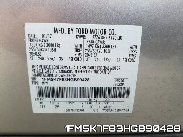 1FM5K7F83HGB90428 фото 2