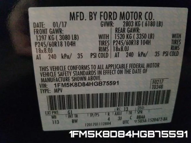 1FM5K8D84HGB75591 фото 2