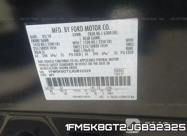 1FM5K8GT2JGB32325 фото 10
