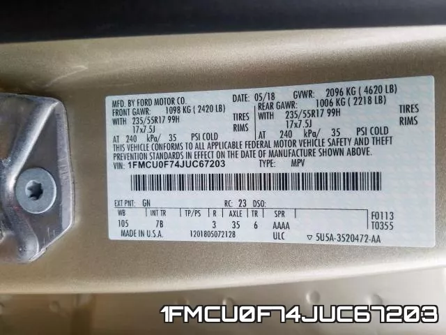 1FMCU0F74JUC67203 фото 2