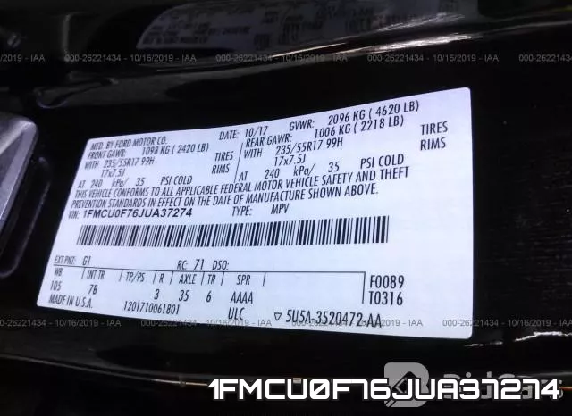 1FMCU0F76JUA37274 фото 10