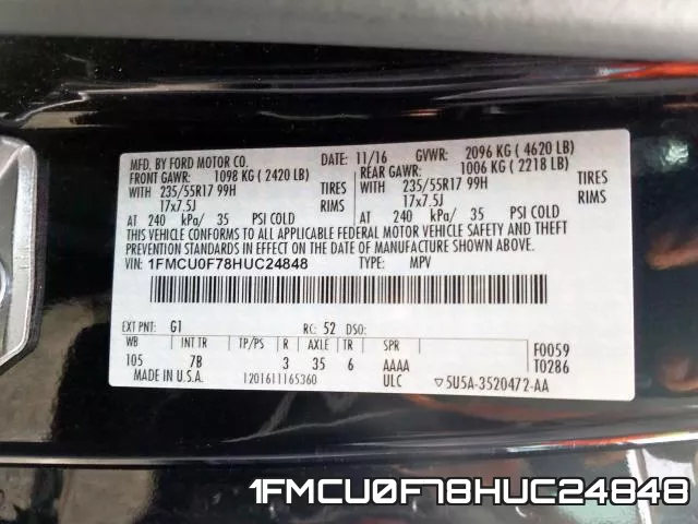 1FMCU0F78HUC24848 фото 2