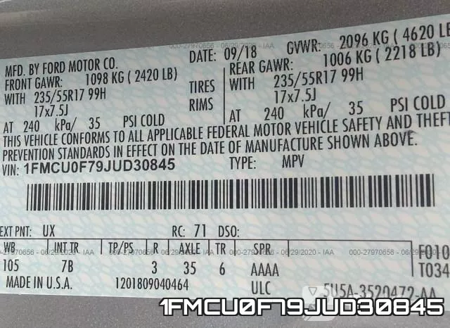 1FMCU0F79JUD30845 фото 10