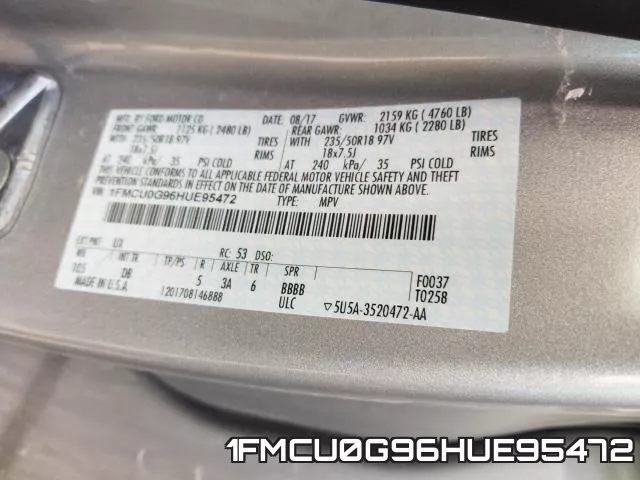 1FMCU0G96HUE95472 фото 2