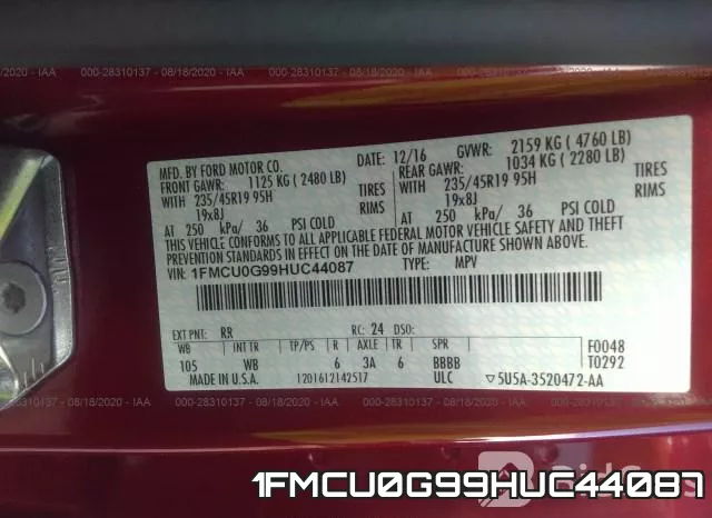 1FMCU0G99HUC44087 фото 10