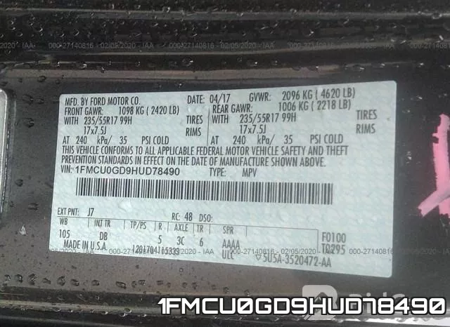 1FMCU0GD9HUD78490 фото 10