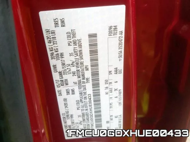 1FMCU0GDXHUE00433 фото 2