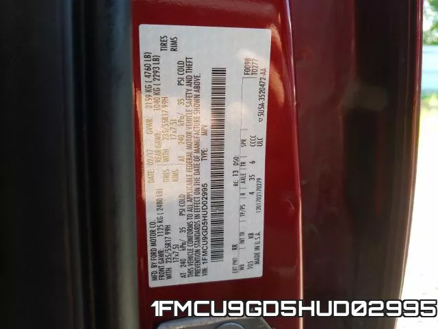 1FMCU9GD5HUD02995 фото 2