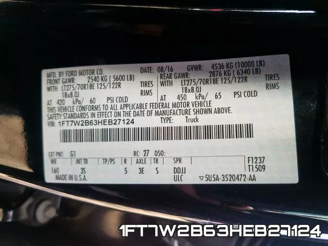 1FT7W2B63HEB27124 фото 2