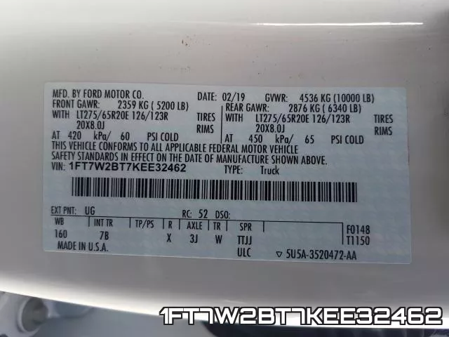 1FT7W2BT7KEE32462 фото 2