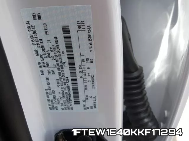 1FTEW1E40KKF17294 фото 2