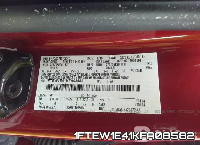 1FTEW1E41KFA08582 фото 10