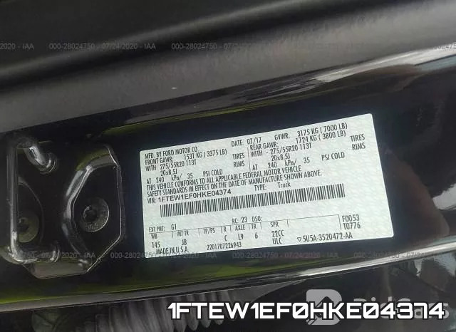 1FTEW1EF0HKE04374 фото 10