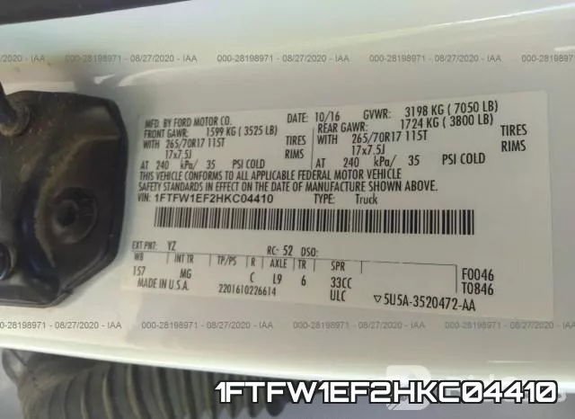 1FTFW1EF2HKC04410 фото 10