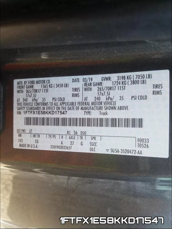 1FTFX1E58KKD17547 фото 2