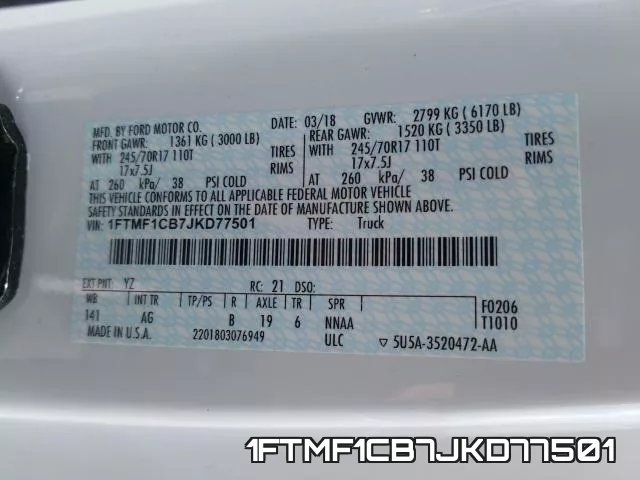 1FTMF1CB7JKD77501 фото 2