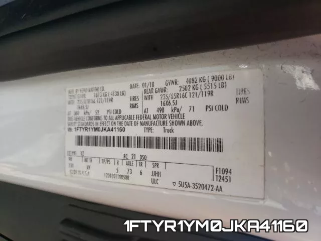 1FTYR1YM0JKA41160 фото 2