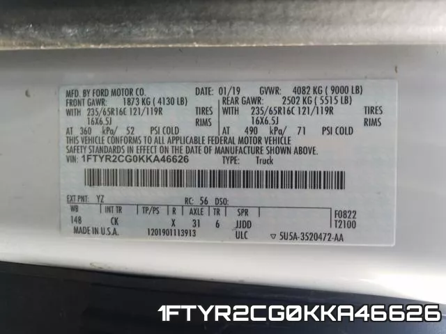 1FTYR2CG0KKA46626 фото 2