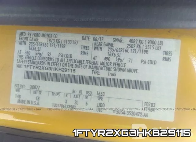 1FTYR2XG3HKB29115 фото 10