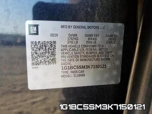 1G1BC5SM3K7150121 фото 2