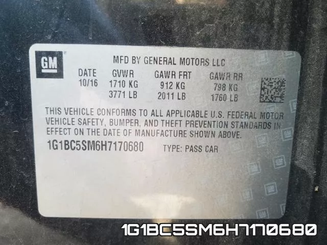 1G1BC5SM6H7170680 фото 2
