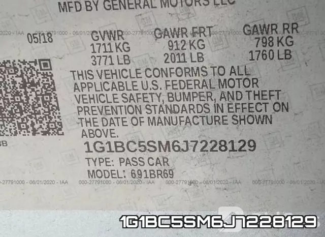 1G1BC5SM6J7228129 фото 10