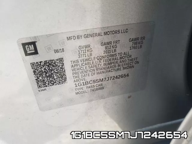 1G1BC5SM7J7242654 фото 2