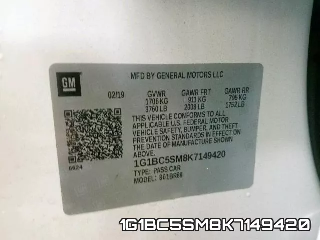1G1BC5SM8K7149420 фото 2