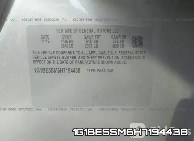 1G1BE5SM6H7194438 фото 10