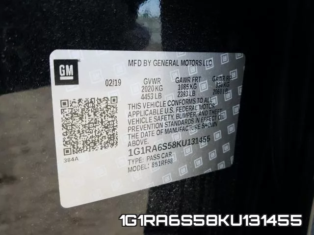1G1RA6S58KU131455 фото 2