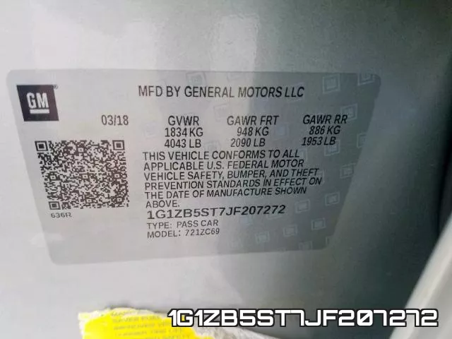 1G1ZB5ST7JF207272 фото 2