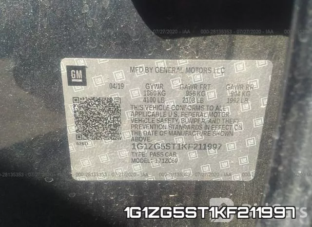 1G1ZG5ST1KF211997 фото 10