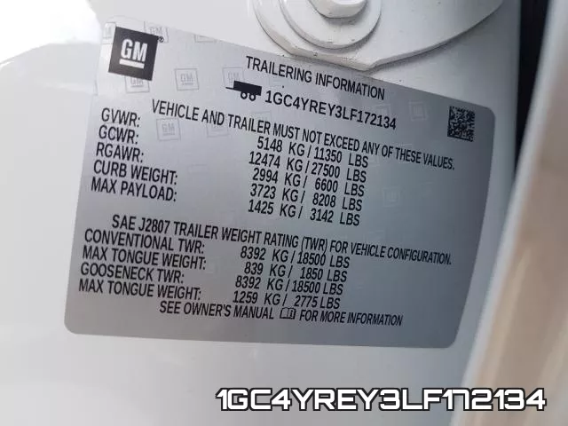 1GC4YREY3LF172134 фото 2
