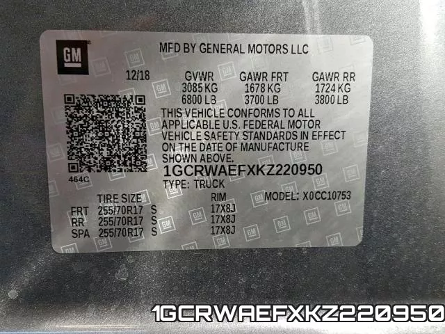 1GCRWAEFXKZ220950 фото 2