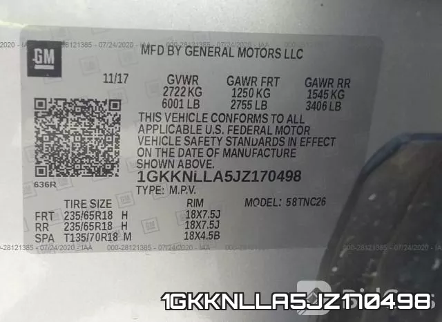 1GKKNLLA5JZ170498 фото 10