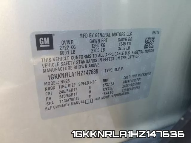 1GKKNRLA1HZ147636 фото 2