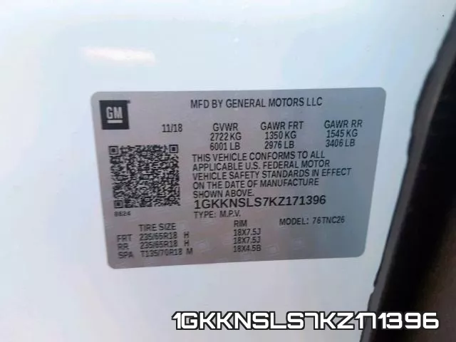 1GKKNSLS7KZ171396 фото 2