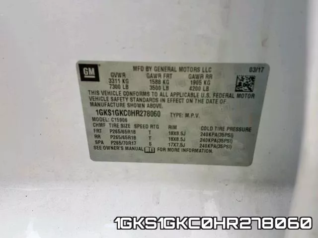 1GKS1GKC0HR278060 фото 2