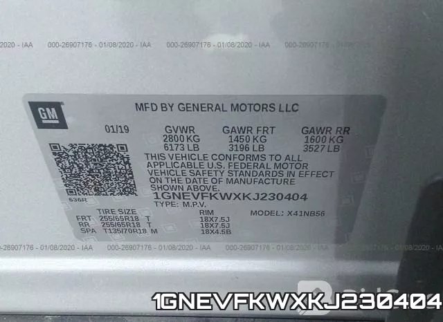 1GNEVFKWXKJ230404 фото 10